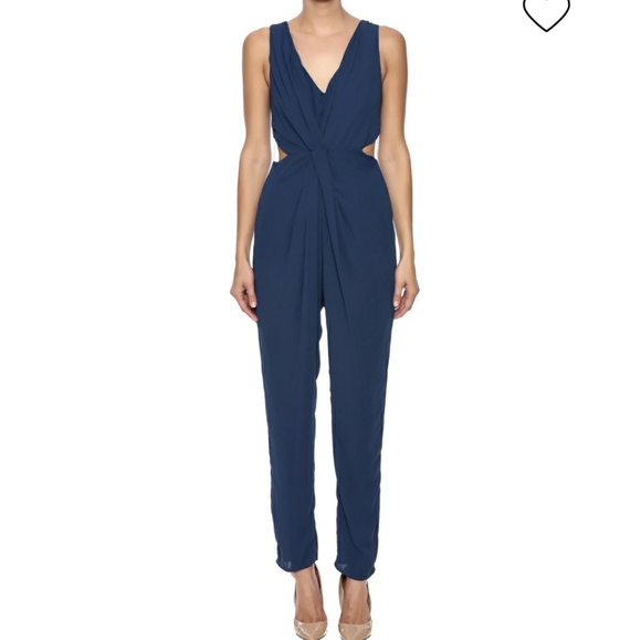 Esley Pants - Esley Navy Blue Jumpsuit-Size Medium